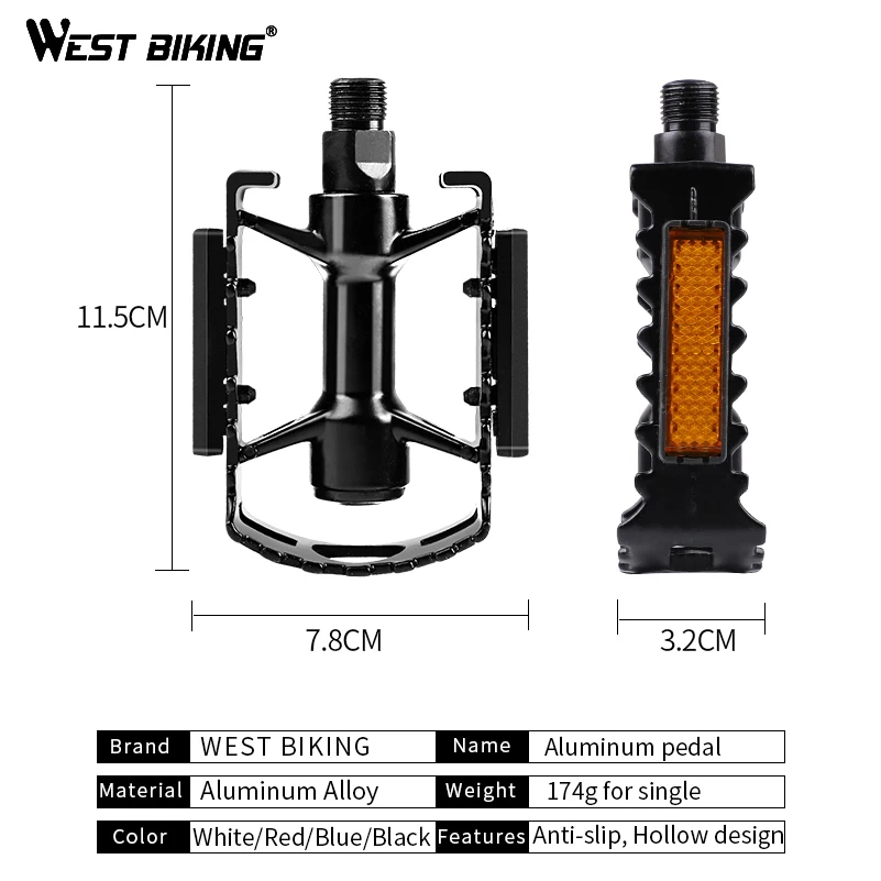 WEST BIKING велосипедные педали из алюминиевого сплава, ультралегкие велосипедные педали, противоскользящие, устойчивые к коррозии, уличные педали для горного велосипеда