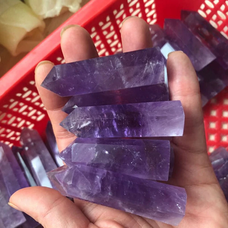 

100% Natural Colorful Striped Fluorite Quartz Crystal Wand Point Healing Crystal Stone For DIY Pendants Charms Jewelry 60-70mm