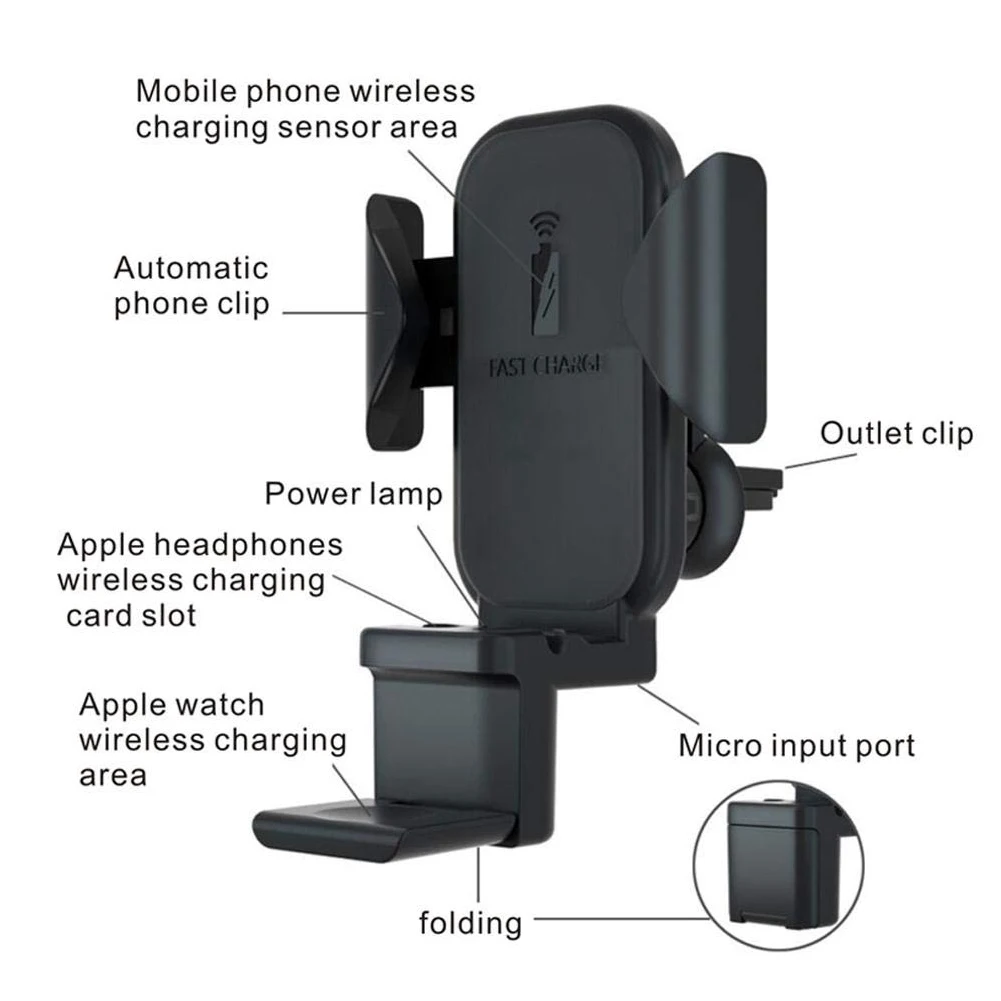 3 в 1 автомобильное беспроводное зарядное устройство для iPhone airpods Apple Watch 4 2 быстрая