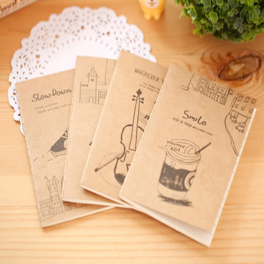 

1pcs/lot Lovely Piano Violin Drink Korean Vintage Handmade Diary Notebook Stationery student supplies