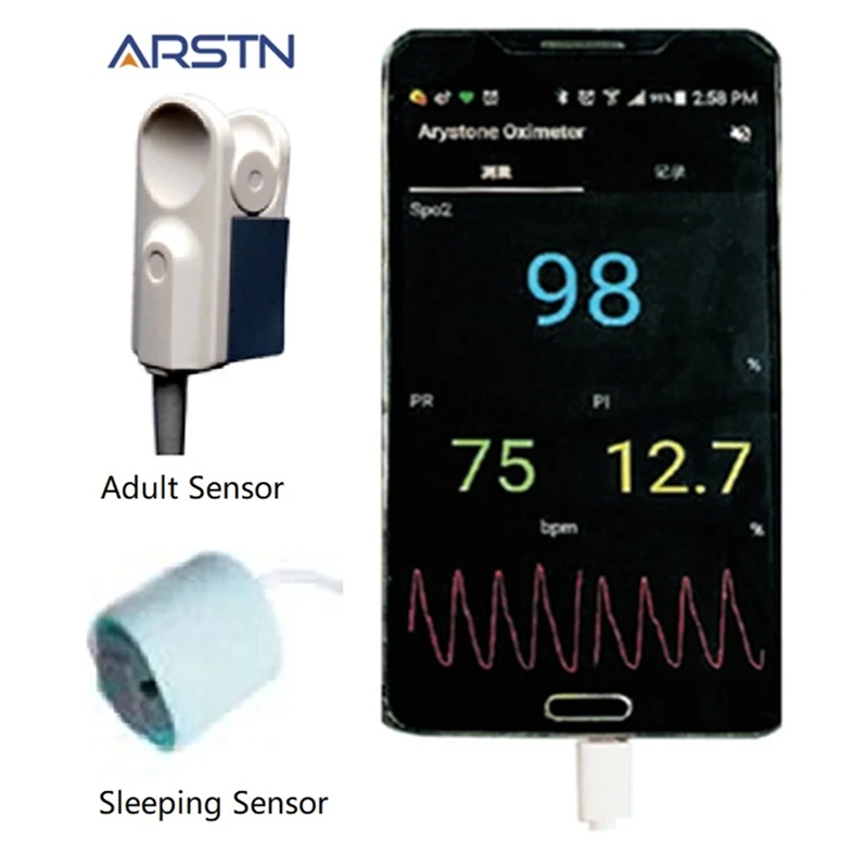 2 датчика ручной пульсоксиметр домашний Oximetro Pulsioximetro монитор сердечного ритма для телефона Android с функцией OTG CE