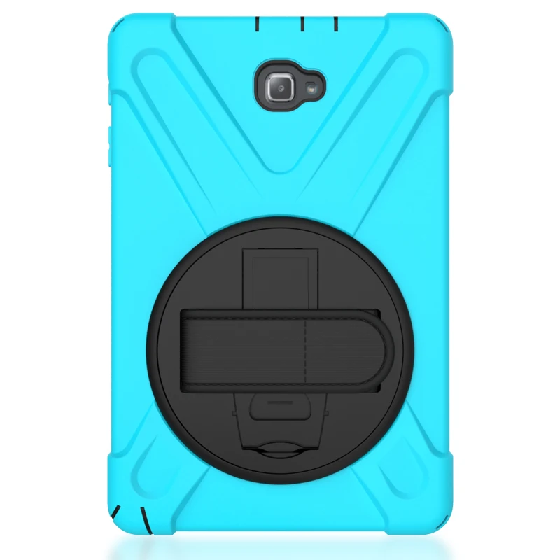 For Samsung TAB A P580 10.1inch Shockproof 360 Degree Rotating Case PC Silicon Stand Armor Cases, Kids Safe Hand Strap Case     1 (9)