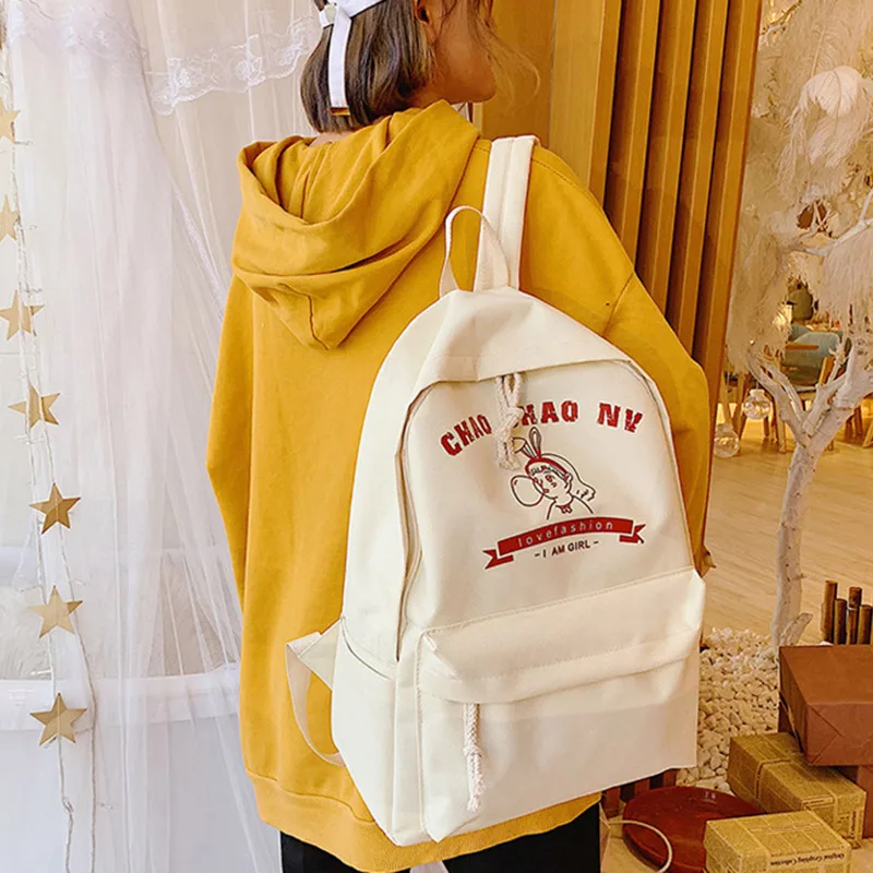 

Women Pattern Printed Backpack Teenagers Girl Stylish School Bag Canvas Bookbag Popular