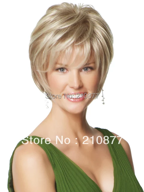New Fashion Capless Sweet Blonde Short Side Bang Mixed Color Synthetic Hair Wig For Women New Fashion Capless Sweet Blonde Short Side Bang Mixed Color Synthetic Hair Wig For Women