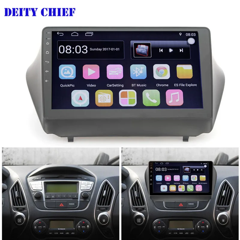 Для hyundai Ix35 2010-2015 10 1 дюймов Android автомобильный Радио 2din четырехъядерный процессор