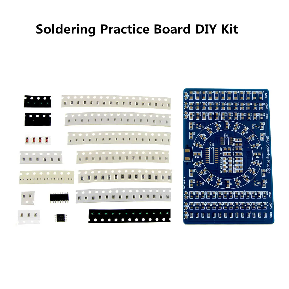 

Smart Electronics CD4017 Rotating LED SMD NE555 Soldering Practice Board DIY Kit Funny Skill Training Electronic Suit