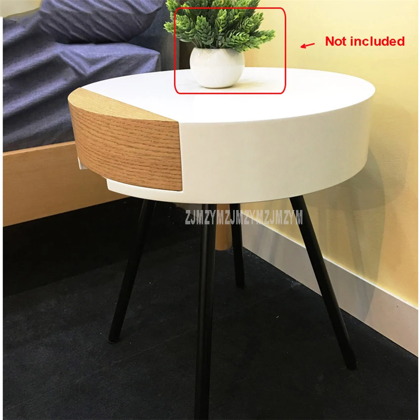 Modern Small Round Tea Coffee Table With Drawer Storage Wood Stoving Varnish Living Room Bedroom Corner Sofa Side Table 45cm Modern Small Round Tea Coffee Table With Drawer Storage Wood Stoving Varnish Living Room Bedroom Corner Sofa Side Table 45cm