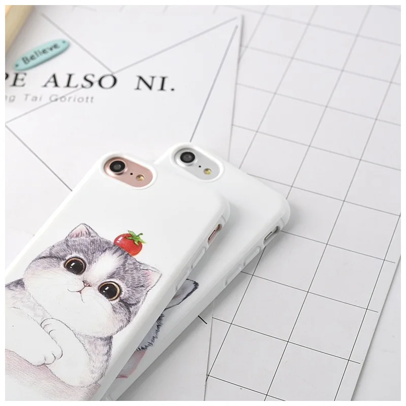 Portefeuille For iPhone X Case Cute Husky Cat Cartoon Patterned Slim Thin Silicone Case Cover For iPhone 10 8 Plus 7 6 6S Coque (5)