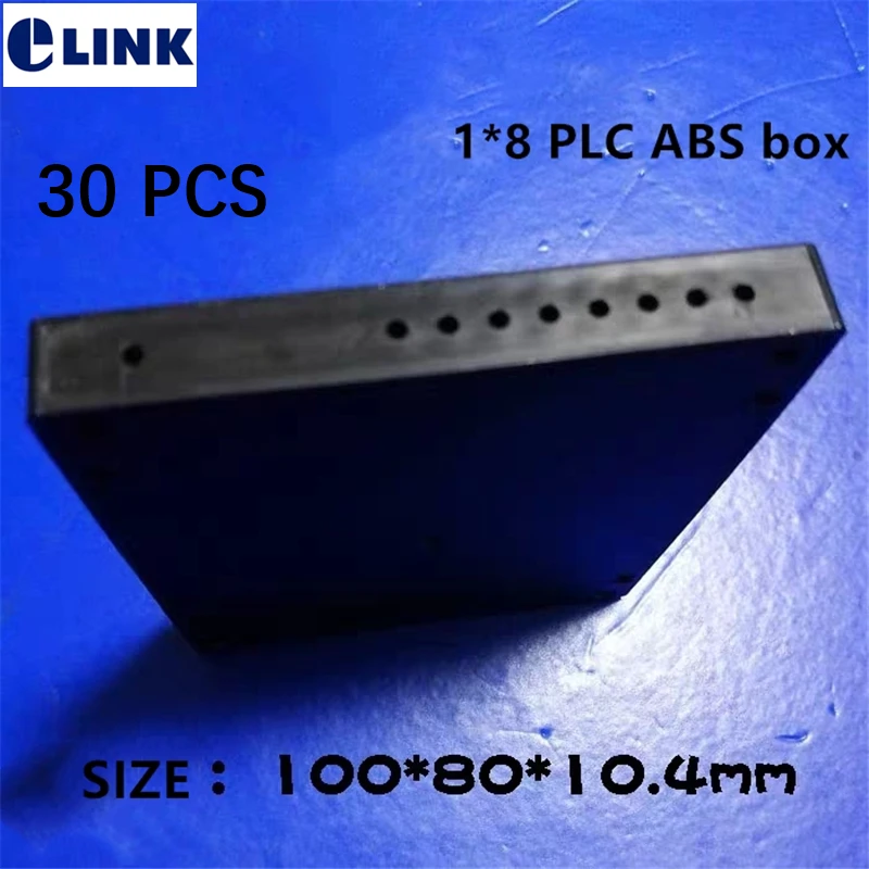 

30 pcs ABS box for 1*8 fiber PLC splitter 100*80*10.4mm black plastic optical fibre 1X8 box for ftth coupler FBT splitter ELINK