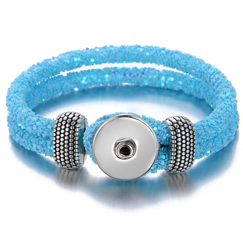 Модный трендовый флуоресцентный цветной Блестящий оснастки браслеты подходят 18 мм оснастки кнопки оснастки ювелирные изделия SE0214 подарок - Окраска металла: blue