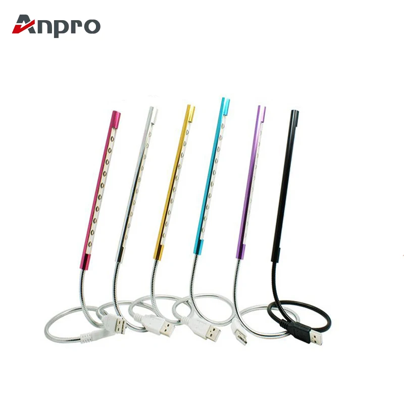 

Anpro 1Pcs Flexible Ultra Bright Mini 10LED USB Night Lamp Desk Book Reading Led Light Computer Keyboard Lamp for PC Notebook