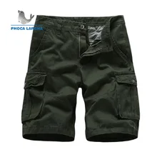 Летняя брендовая одежда мужские повседневные хлопковые Свободные Комбинезоны большого размера с несколькими карманами однотонные повседневные шорты с пятью точками