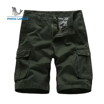 

Summer Brand Clothing Men's Casual Cotton Loose Multi-pocket Large Size Overalls Solid Color Casual Five-point Shorts