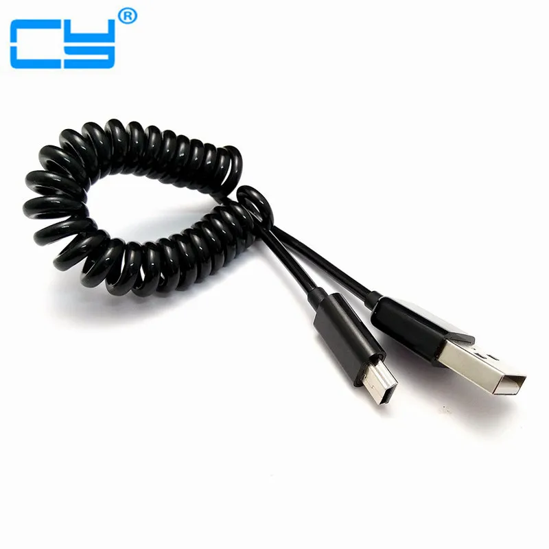 3m/10ft elbow Spring Coiled USB 2.0 Male to MINI USB 5PIN