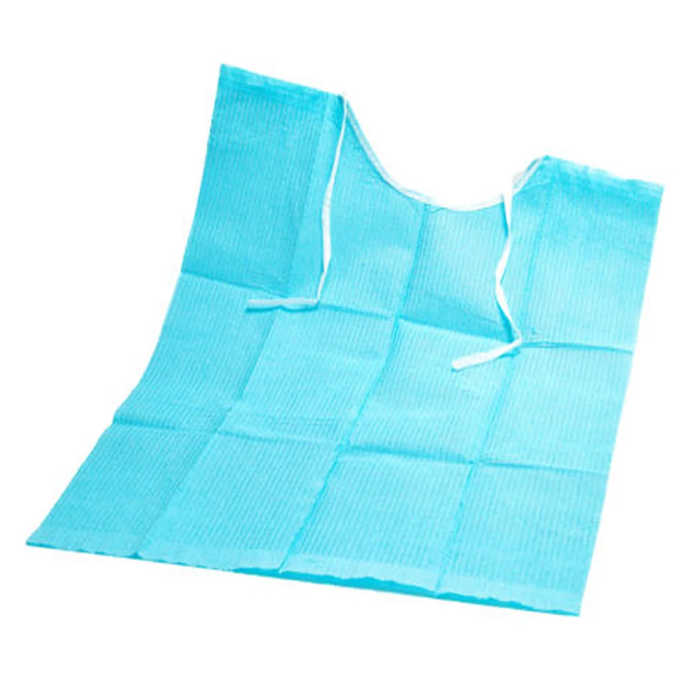 500PCS Blue Color Disposable 3Ply Dental Patient Bibs With Lacing Belt 13'' x 18''Waterproof
