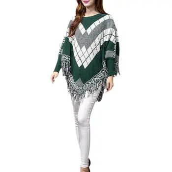 

4 Colors New Sweater For Women Tassel Cloak Shawl Long-sleeved Pullover One Size Fashion Knit Lady's Sweater
