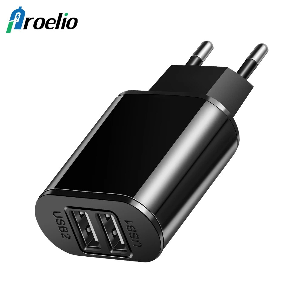 Proelio EU Plug 2 Ports USB Charger 5V 2A Wall Adapter Mobile Phone