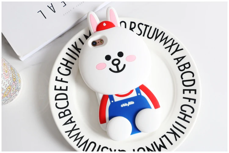 3D Cartoon Animals Joy Doll Cute Big Face bear Soft Silicone Back Cover For iphone 6 6plus 6s Plus 8 7 plus X Phone Cases