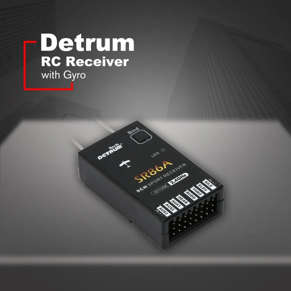 

Detrum SR86A 2.4G 8CH 2.4GHz 6-Channel PWM RX RC Receiver with Gyro for Remote Controller Transmitter Model Spare Parts