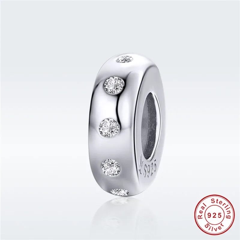 

fit Pandora Bracelet Original 925 Sterling Silver Round White Cubic Zirconia Beads S925 CZ Pendant for Women Necklace Chain