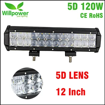 

10000LMs CE Rohs 4x4 Offroad combo beam offroad car 12 Inch 120W truck Led work Light Bar 5D