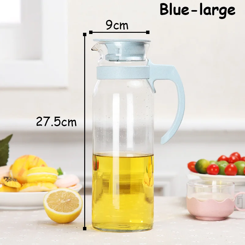 Blue L Кувшин для воды, емкость для жидкости, бутылка, кувшин, чайник для воды, прозрачный горшок, термостойкий контейнер для соков, кухонные аксессуары, 1 шт - Цвет: Blue L