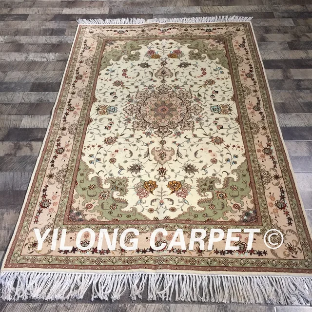 Yilong 4 X6 Persian Handknotted Wool Silk Rug Oriental Vintage Home Clic Plain Carpet Wy2096s4x6 In From Garden On Yilong 4 X6 Persian Handknotted Wool Silk Rug Oriental Vintage Home Clic Plain Carpet Wy2096s4x6 In From Garden On