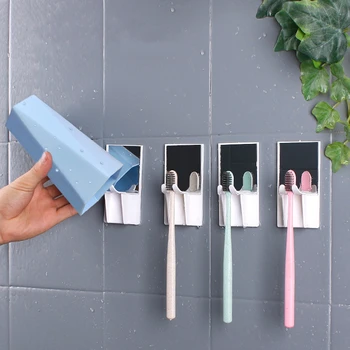 

Multifunction Toothbrush holder With mirror and cup Toothbrush holder Convenient and durable saving space bathroom accessories