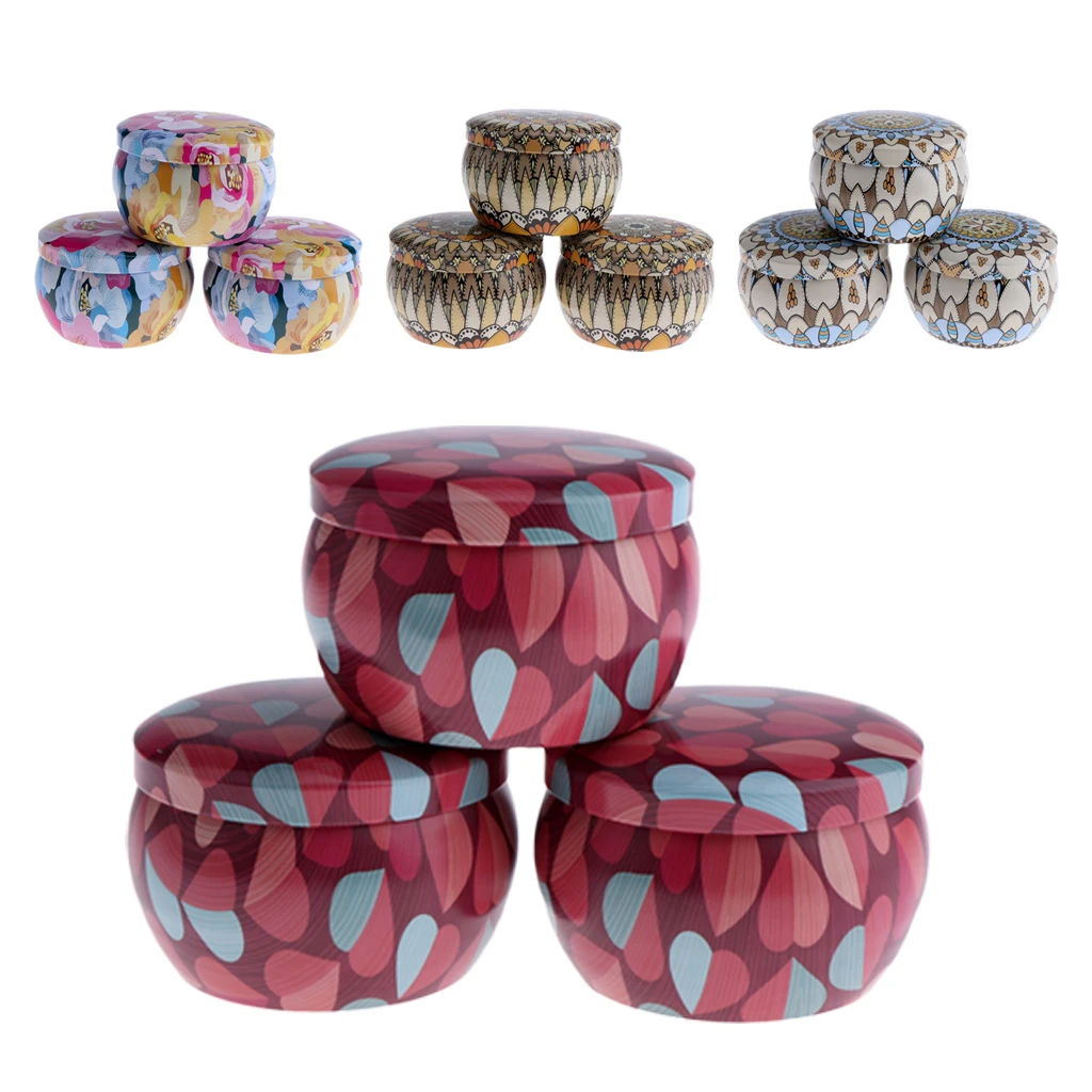 

12Pcs Retro National Style Tinplate DIY Candle Making Cases Jars Pots for Salves Favors Spices Balms Candles