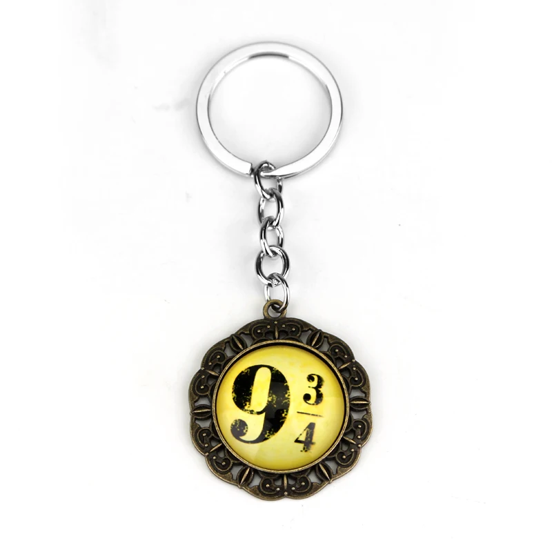 

Platform 9 3/4 Keychain Keyring Platform Nine & Three Quarters Time Precious Glass Cabochon Key Chain Ring Chaveiro