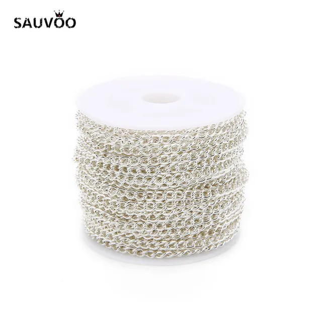10 Yard/roll 3x4mm Black Gold Rose Gold Rolo Bulk Chain Fit DIY Women Men Chain Pendant Necklace Jewelry Making Finding Supplier silver
