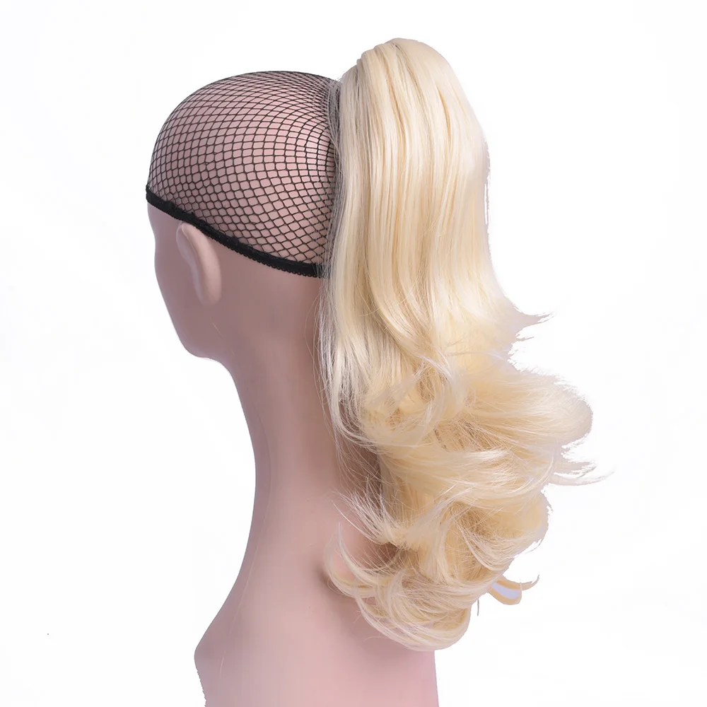 Delice 18 дюймов Синтетические натуральные волнистые накладные хвостики на зажиме женские Омбре клип в длинные кудрявые волосы конского хвоста - Цвет: #613