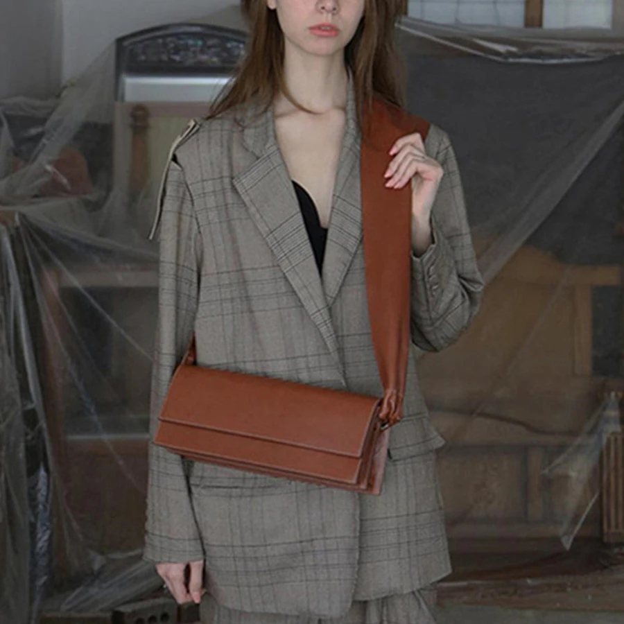 

Personality Rectangle Satchels Women Handbags Wide Shoulder Strap Women Shoulder Bags Purse Ladies Small Flap Messenger Bags New