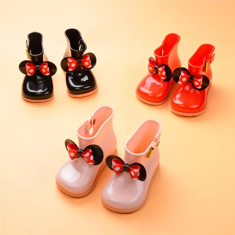 children's rain shoes girls Kids Children Baby Girls Bowknot Dot Rubber Waterproof Student Boots Rain Shoes #4M02 (10)