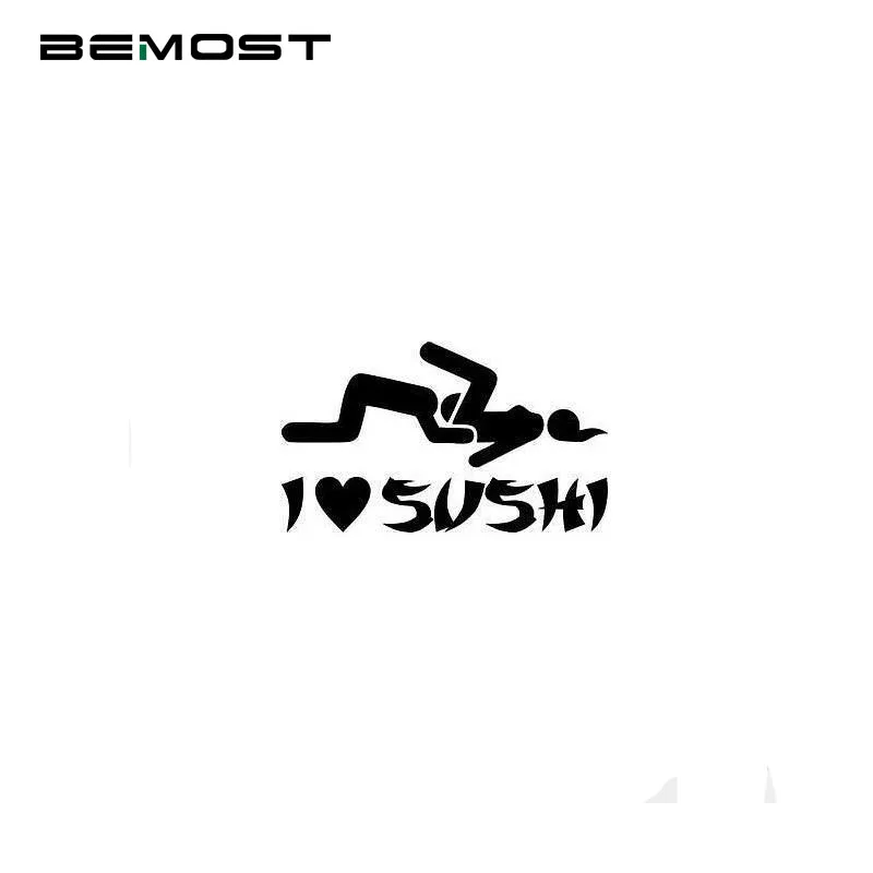 

BEMOST 12*6cm Car Styling "I Love SUSHI" Sticker Car Window Truck Door Bumper Decal Vinyl Funny JDM Drift Rally Car Stickers