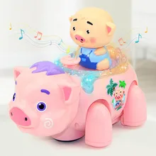 Детские игрушки Электрический Прогулки Копилка Музыка Свет мультфильм игрушки "Свинка" для детей BM88