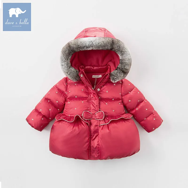 

DBZ6505 dave bella winter infant baby girls down jacket children white duck down padding coat kids hooded outerwear
