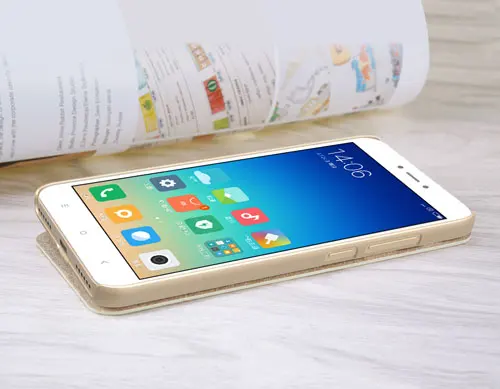 gold Кожаный чехол для Xiaomi Redmi Примечание 5A(5,5 дюйма) Nillkin блестящий кожаный чехол с окошком с Умной функцией сна - Цвет: gold