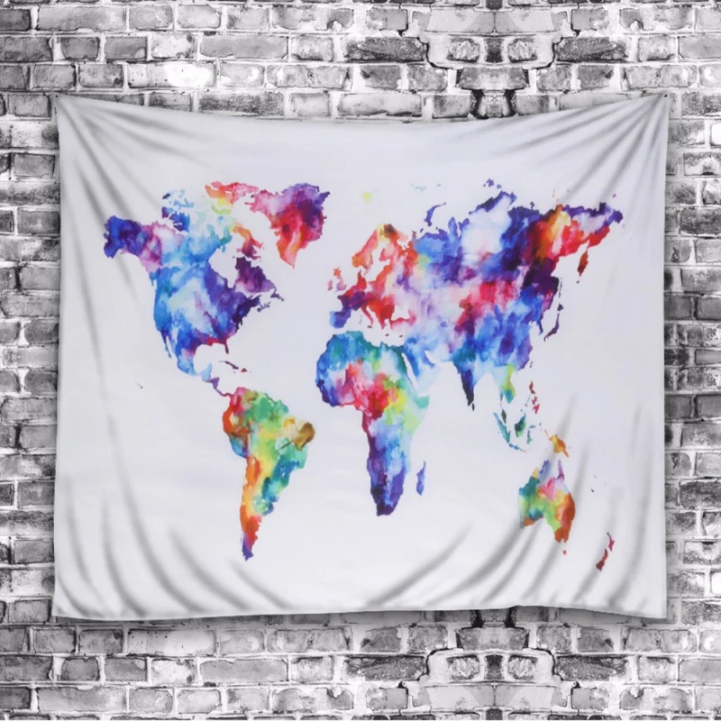 

World Map Beach Towel Tapestry Wall Hanging Colorful Oil Painting Map Mandala Tapestry For Home Decoration decor