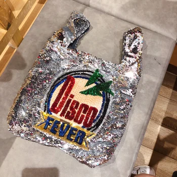 

2018 INS Fashion Cool Design Bling Metal Sequined Women HandbagsTote Bag Hologram Handbags Shoulder Bags