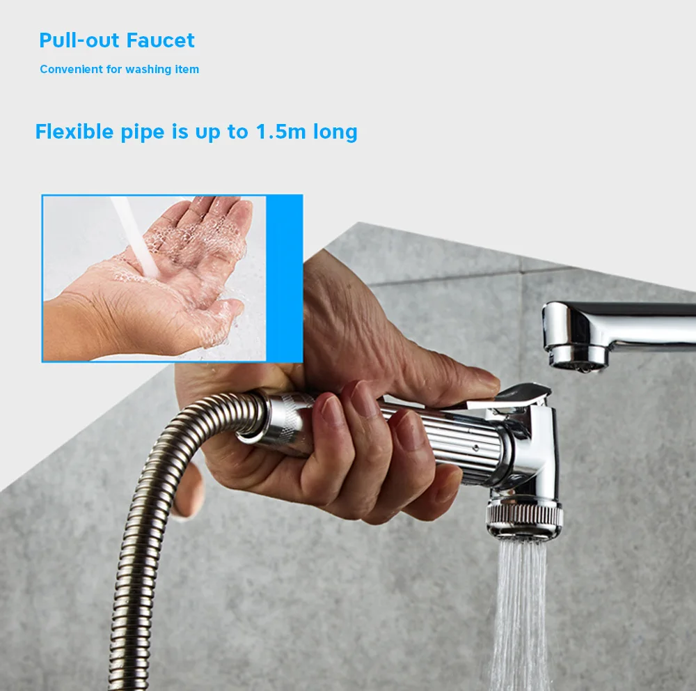 Multifunctional Cold / Hot Kitchen Water Faucet with Pull-down Sprayer