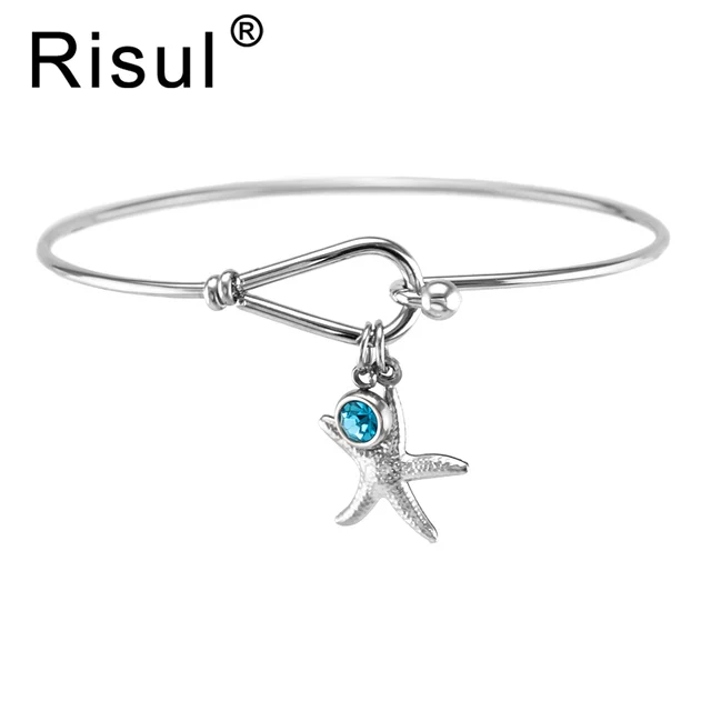 Risul Bridesmaid Gift Bracelet Starfish Bangle Build Your Own Birth Risul Bridesmaid Gift Bracelet Starfish Bangle Build Your Own Birth Stone Silver Tone Simple Wire