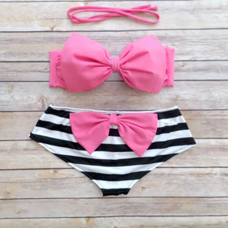 

Swimwear Summer Style Women Bikini SwimSuits 2018 0 Push up Bikini Women Swimwear Bathing Suit Swimwear Bow Bandeau Bikini Set