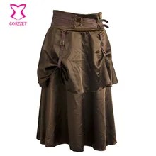 Corzzet коричневый винтажный псевдостаринные юбки викторианская готика Высокая талия длинная прогулочная тонкая юбка