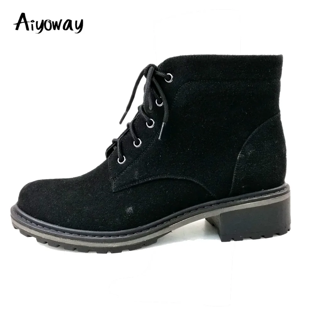 Scamosciata Basso Nero Da Stivali Di Rotonda Scarpe Donne Pelle wfHPz6