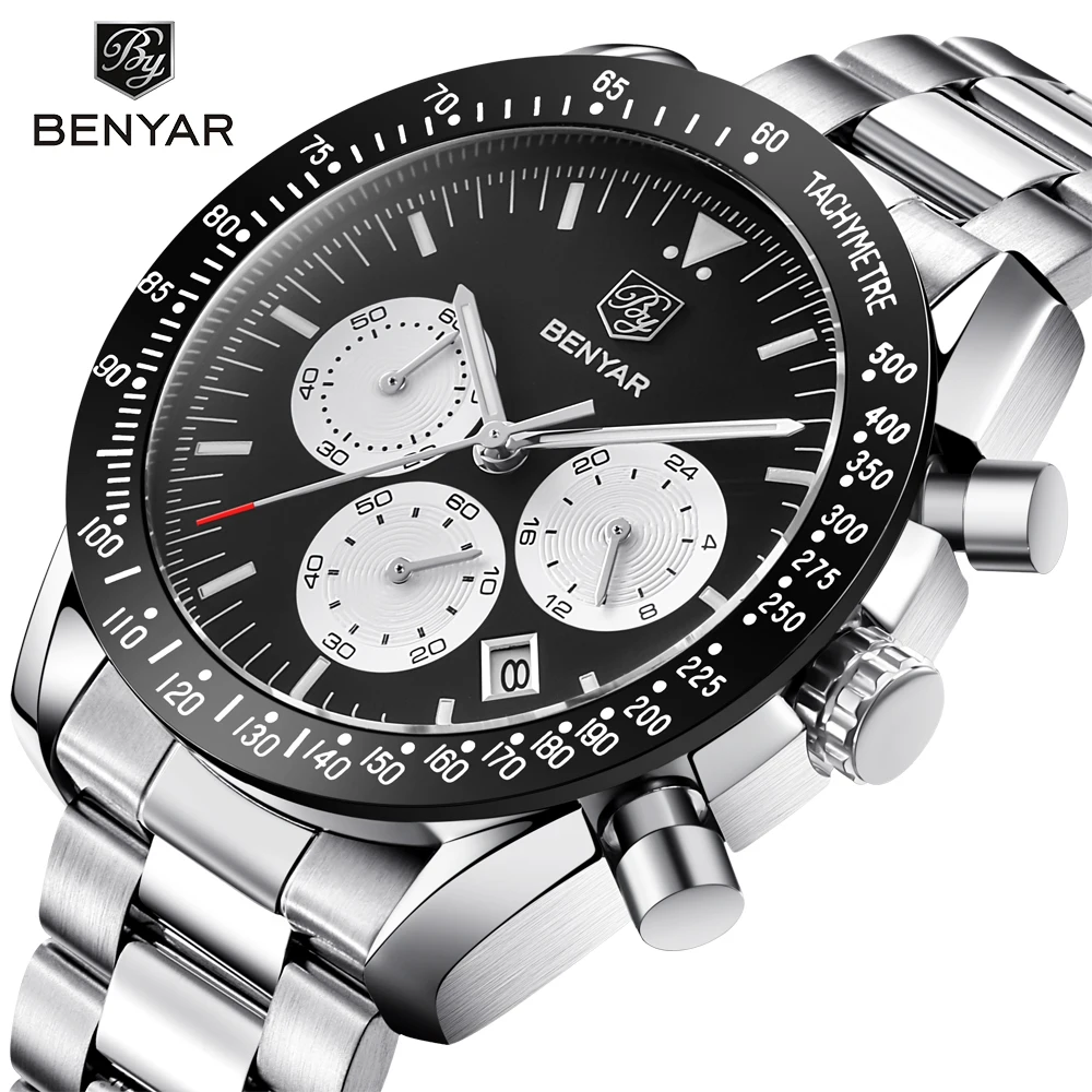 

Men Sport Chronograph Watches All pointers work Waterproof Fashion Steel Stainless Quartz Luxury Mens Wrist Watch Dropshipping
