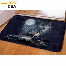 HUGSIDEA 3D круто Волк узор Ванная комната Коврики входная дверь из мягкой фланели 59*40 см ковры Домашний Декор Кухня Коврики s противоскользящие коврики