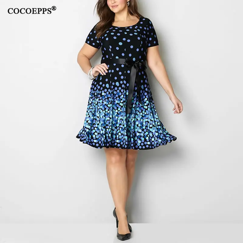 

COCOEPPS New Plus Size Dress Women 6XL Polka Big Sizes Lady Casual Autumn Dress large Size Women Clothing Office Party Dresses