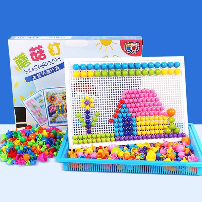 295pcs Mosaic Picture Puzzle Toy Children Composite Intellectual Educational Mushroom Nail Kit Creative jigsaw puzzle Toys Gifts 67 pcs mushroom nail kit puzzle games toys intellectual 3d mosaic picture puzzle toy children composite educational toys