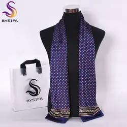 [Bysifa] Зимний синий плед Для мужчин Шарфы для женщин Мода 2016 года Интимные аксессуары Бизнес синий Шелковый шарф высокие брендовые длинные
